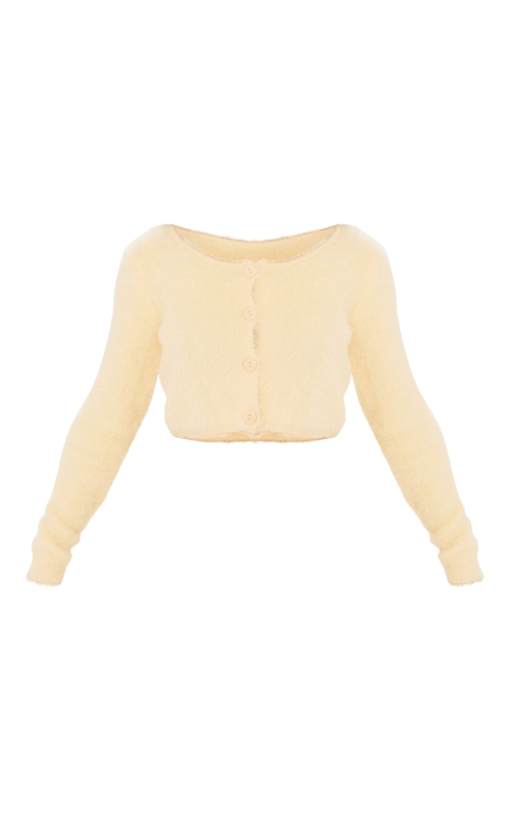 Petite Yellow Fluffy Knit Cropped Cardigan image 5