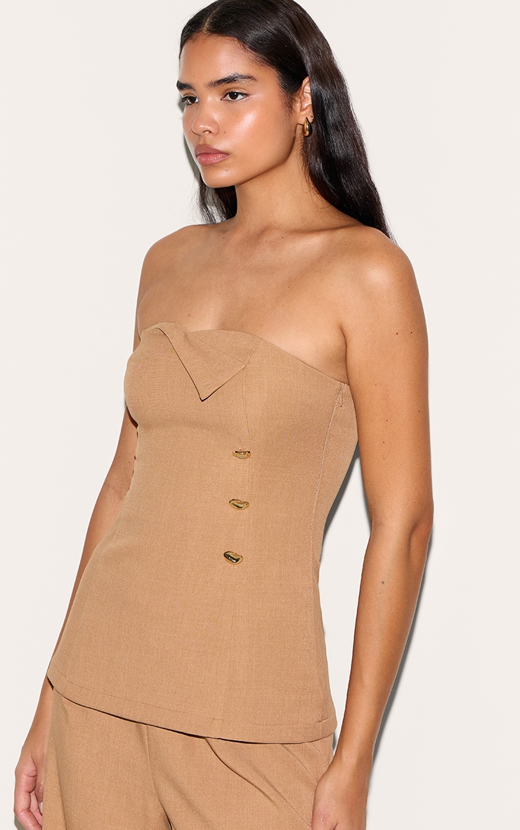 Pantalon Tailleur Évasé Mi-Haut Sable pour Grandes Tailles image 4