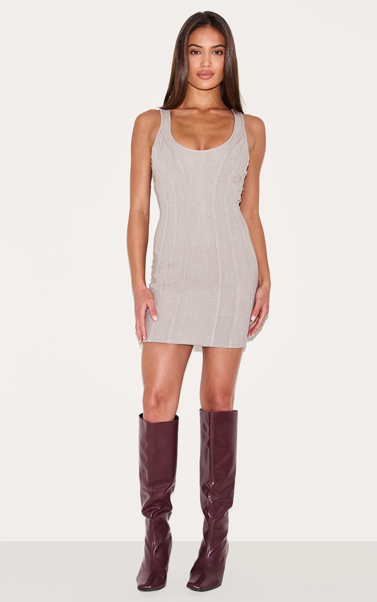 Grey Woven Corset Detail Mini Dress image 3