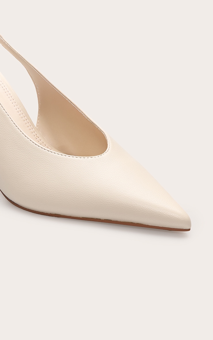 Almond PU Pointed Toe Slingback Heels image 5