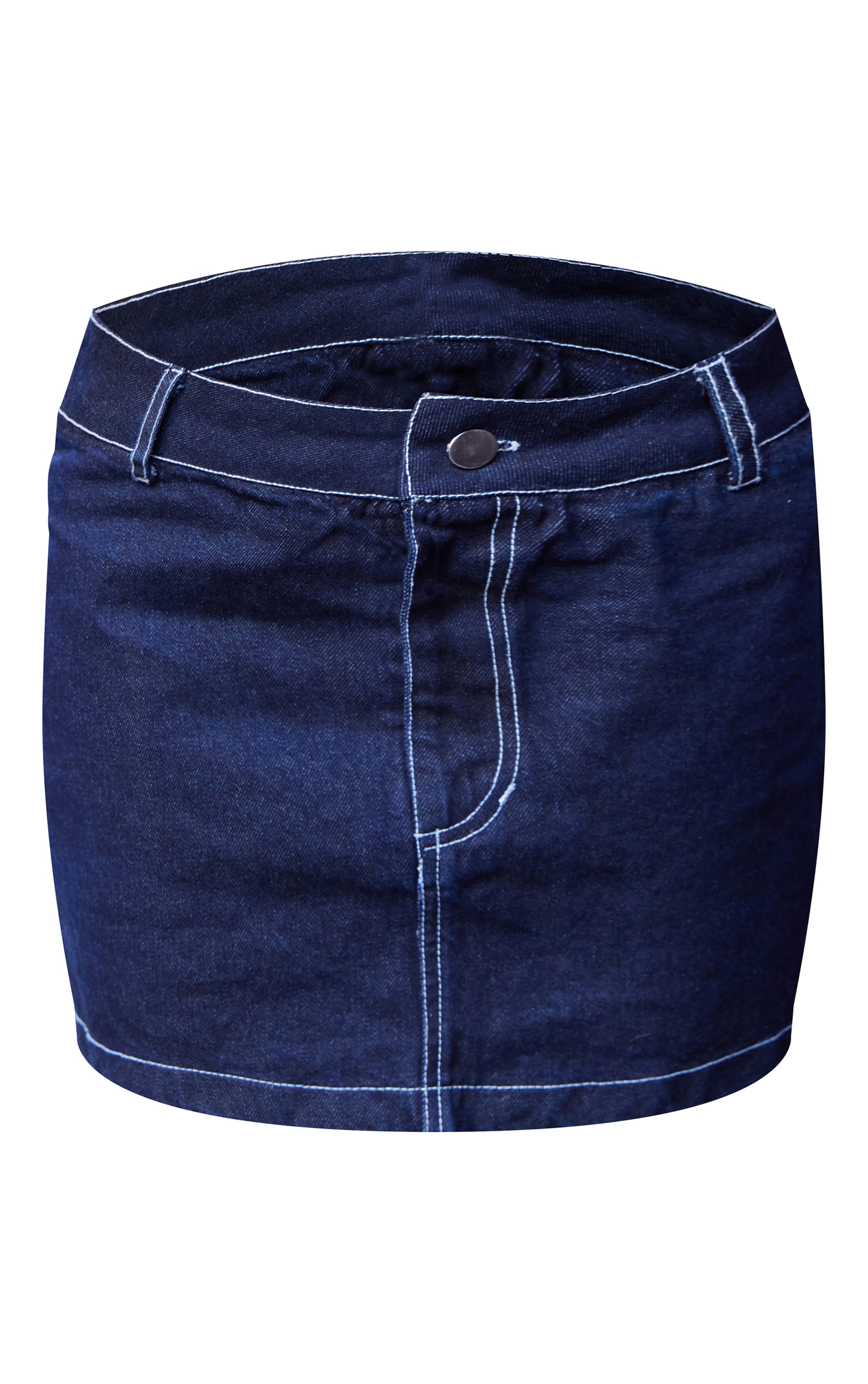 ワンピース Contrast raw denim mini skirt INDIGO Raw Indigo Wash Contrast Stitch Denim Mini Skirt | Denim