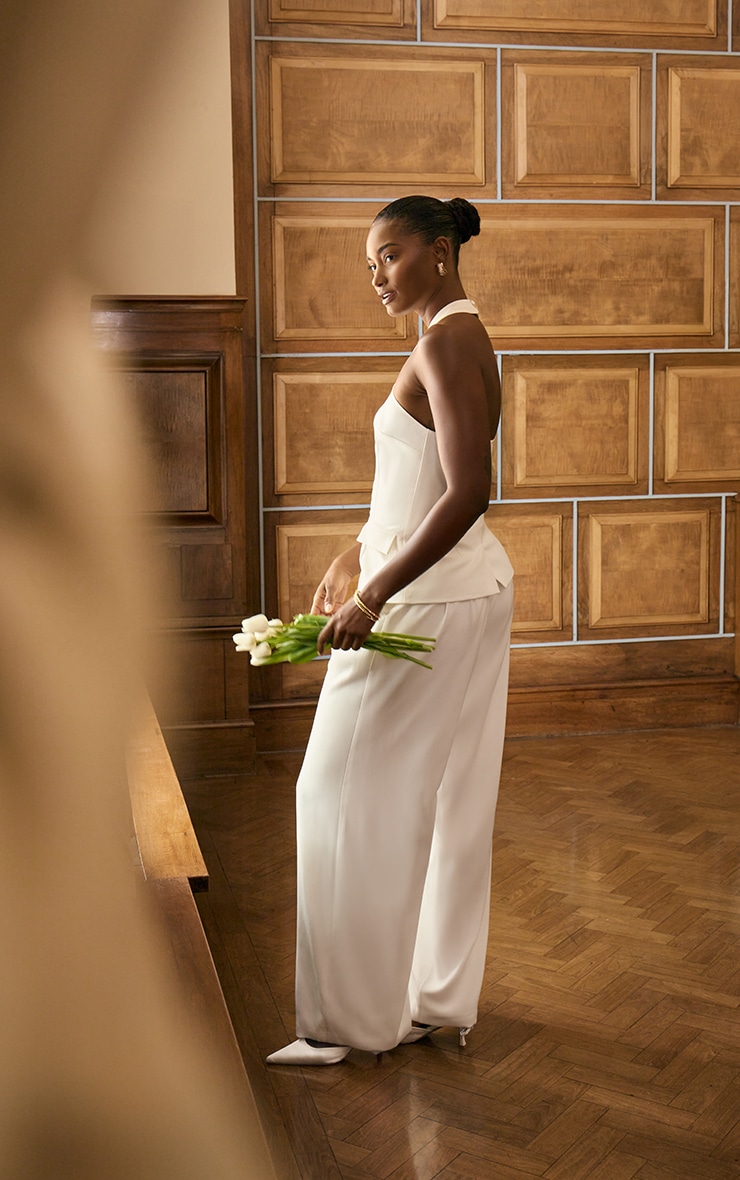 Pantalon de tailleur large doublé deluxe blanc image 3