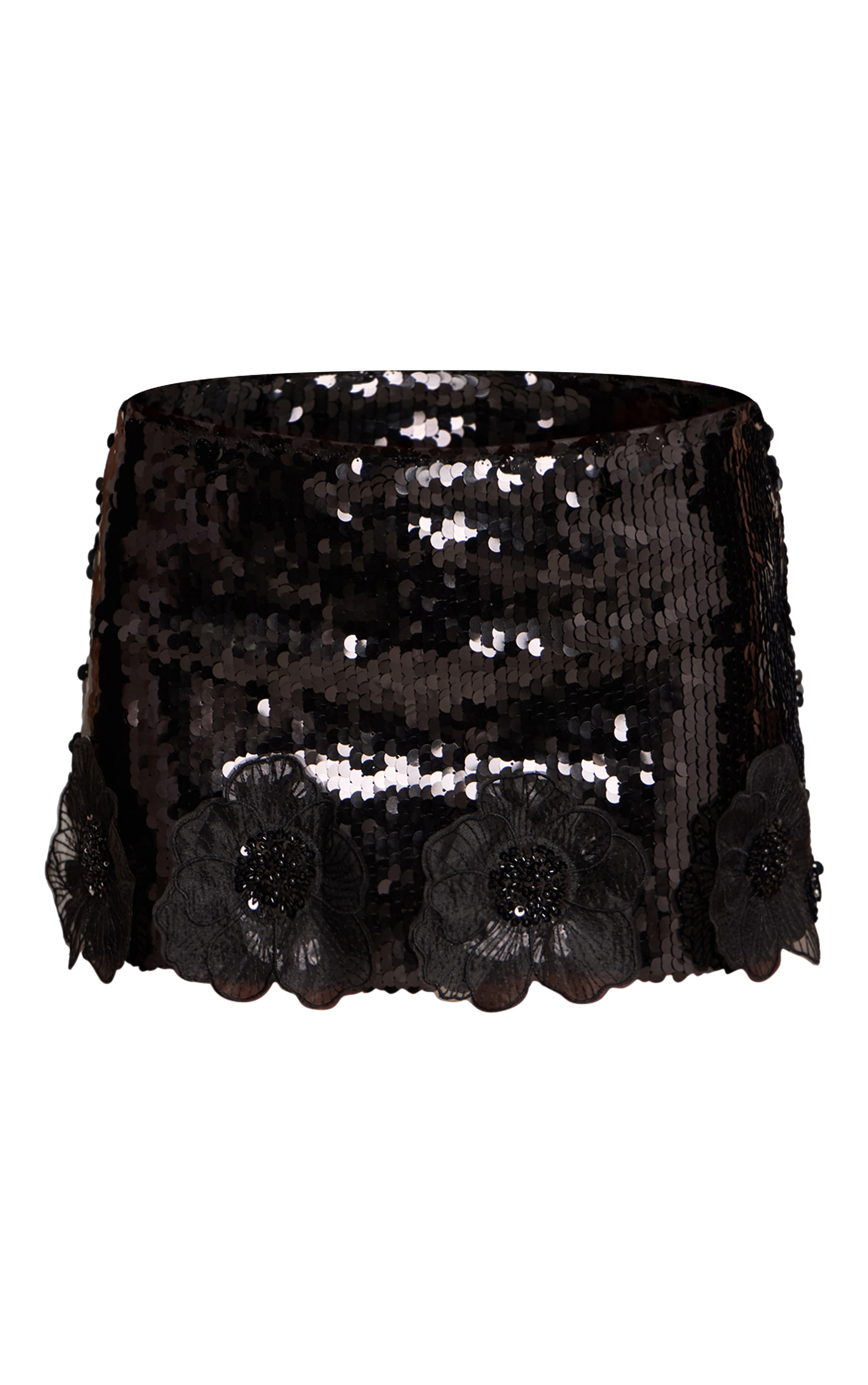 Black Sequin Flower Embroidery Mini Skirt image 6