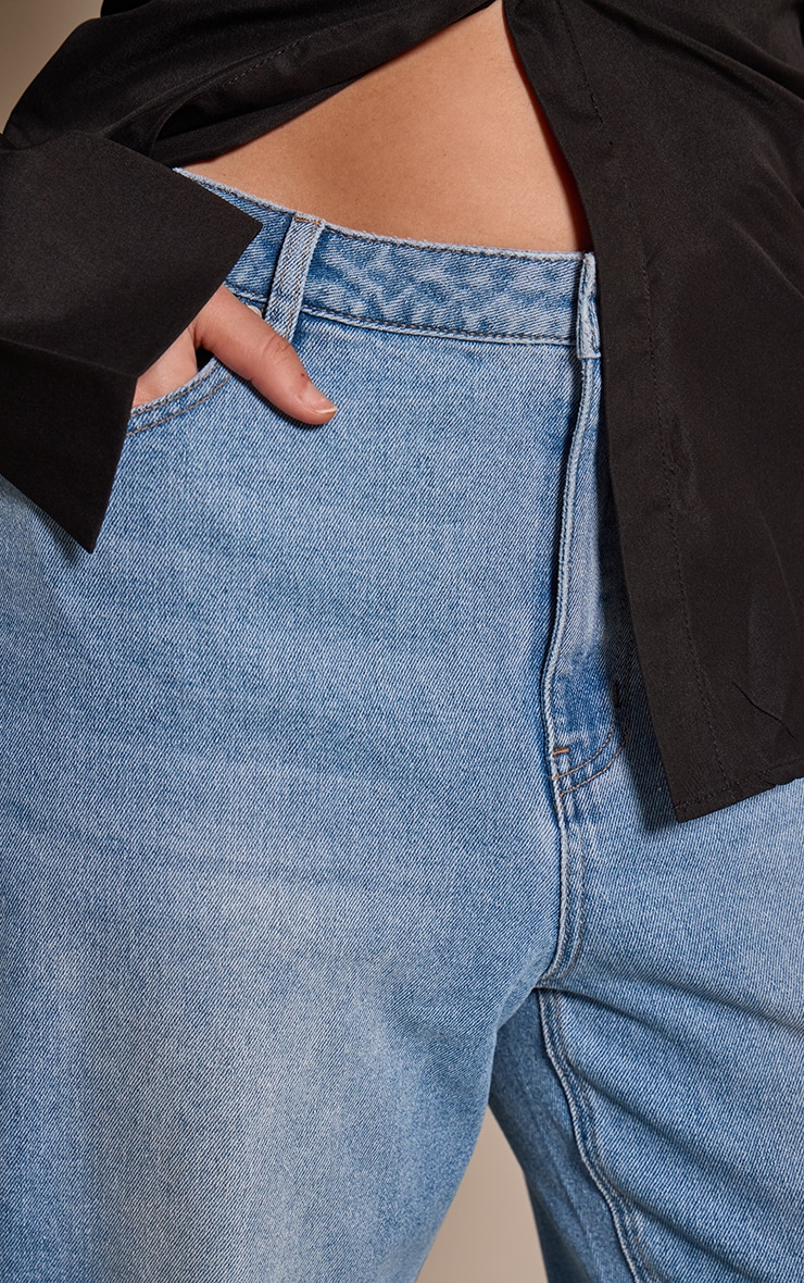 Plus Mid Blue Cropped Straight Leg Jean image 4