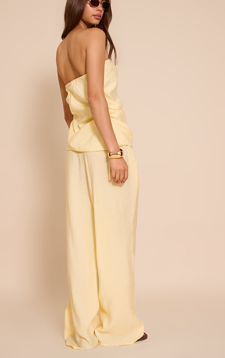 Pantalon droit tissé crème au beurre à taille élastique image 3