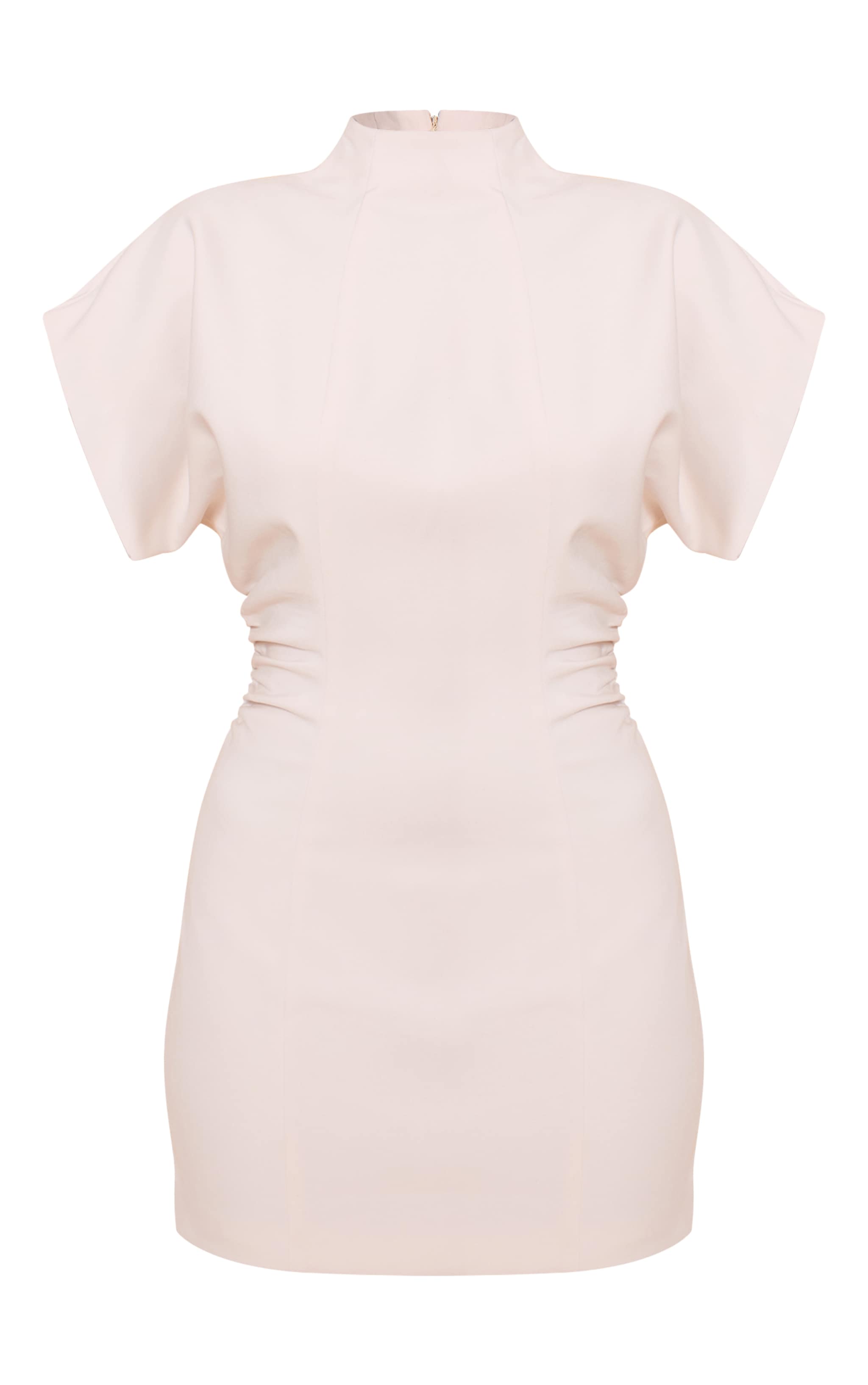 Cream Cap Sleeve Ruched Detail Mini Dress image 5