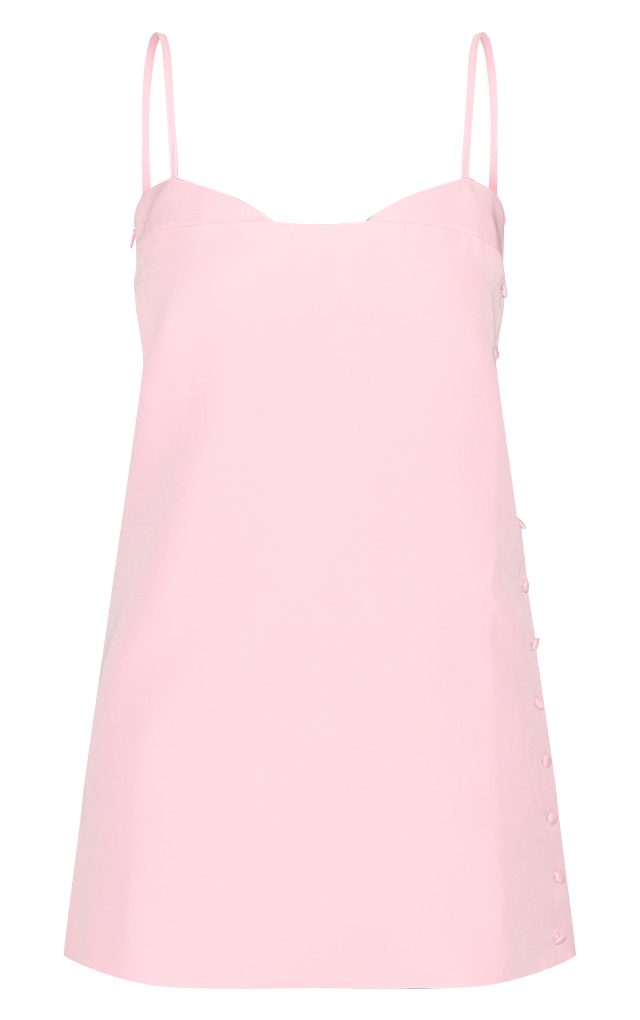 Pink Woven Side Button Detail Mini A-line Dress image 5