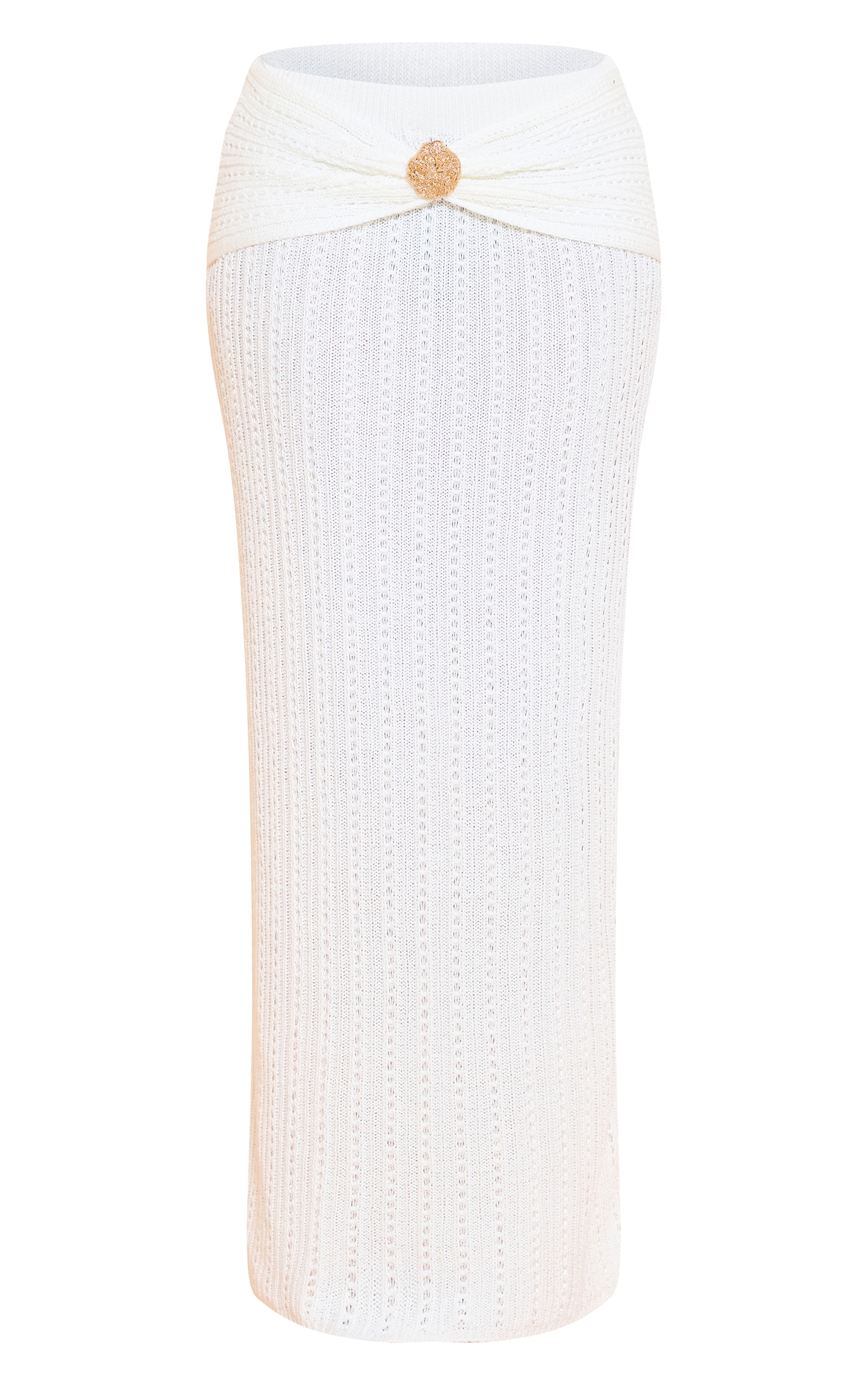 Shape White Crochet Gold Hammered Trim Maxi Skit image 5