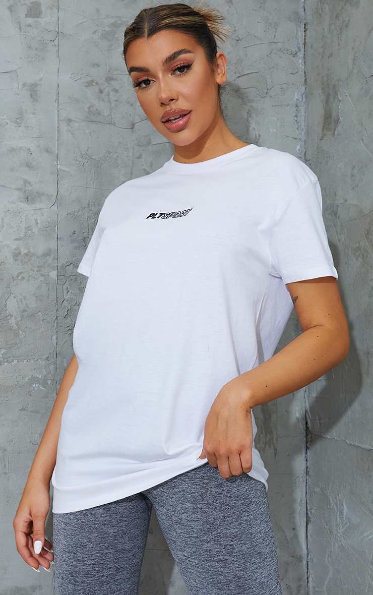 White Oversized Sports Tshirt Active PrettyLittleThing UAE