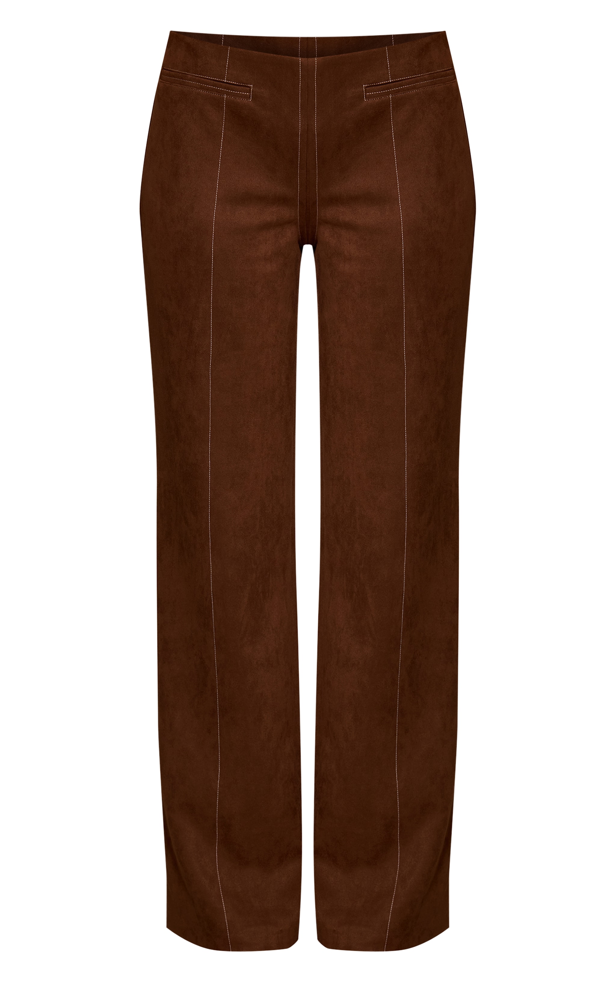 Chocolate Suede Contrast Stitch Straight Leg Pant  image 5