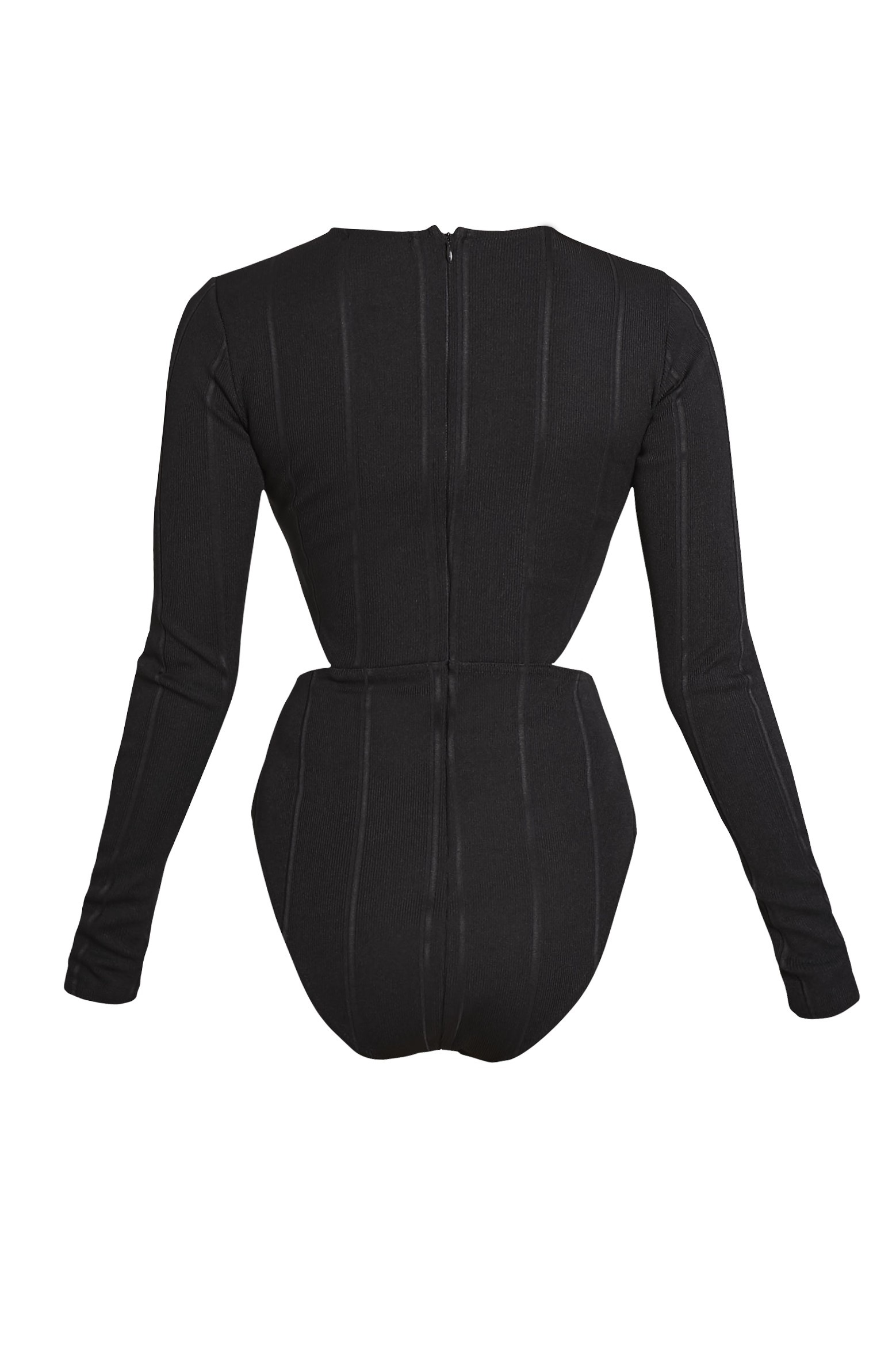 Alessia Black Bandage Cut Out Bodysuit PrettyLittleThing