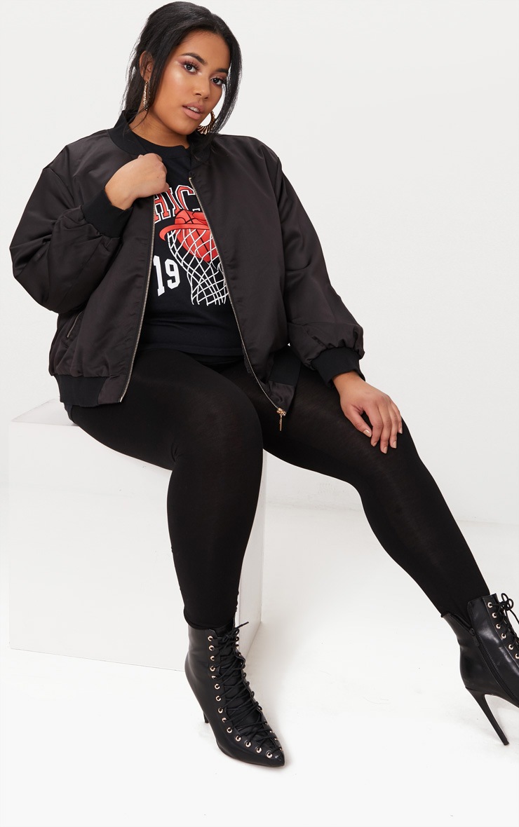 Plus Black Satin Bomber Jacket Plus Size PrettyLittleThing CA