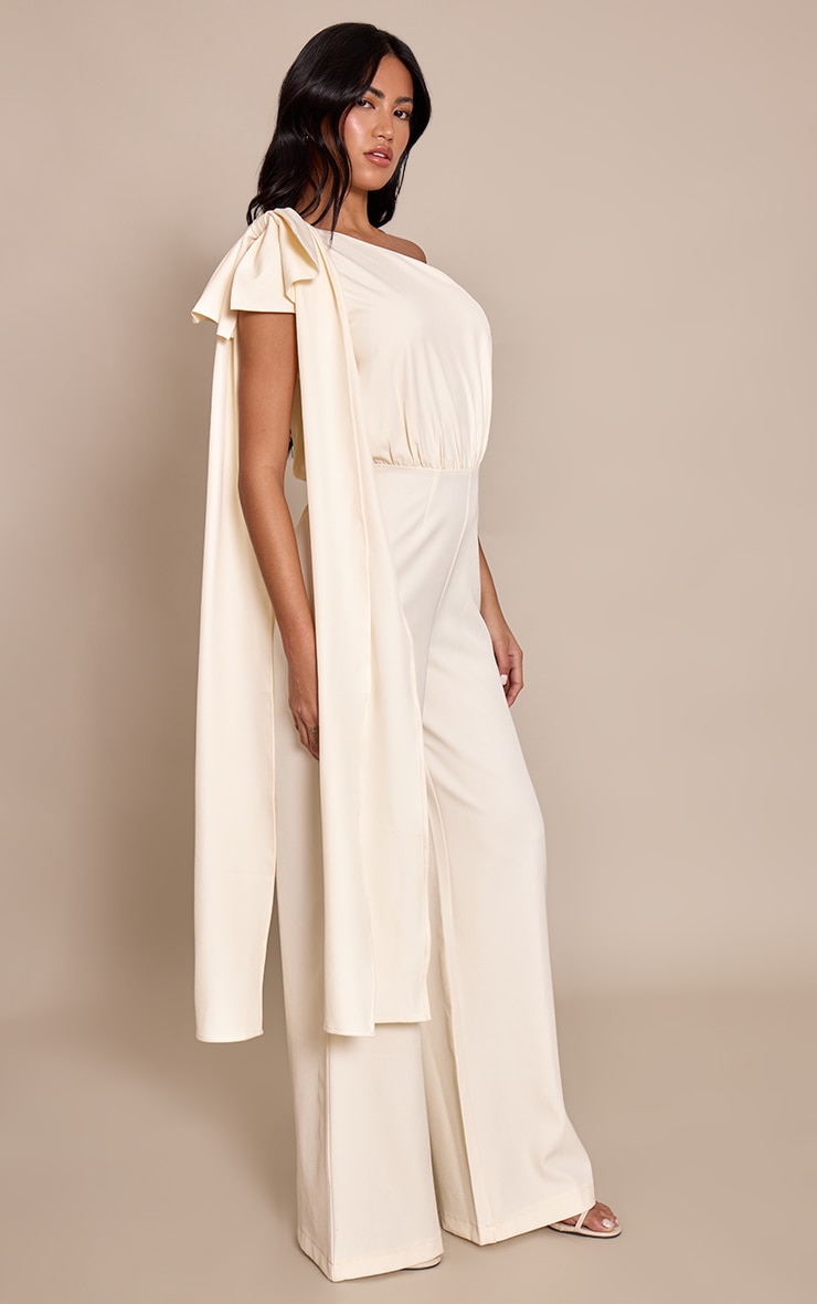 Cream Bow Detail Straight Leg Jumpsuit image 3