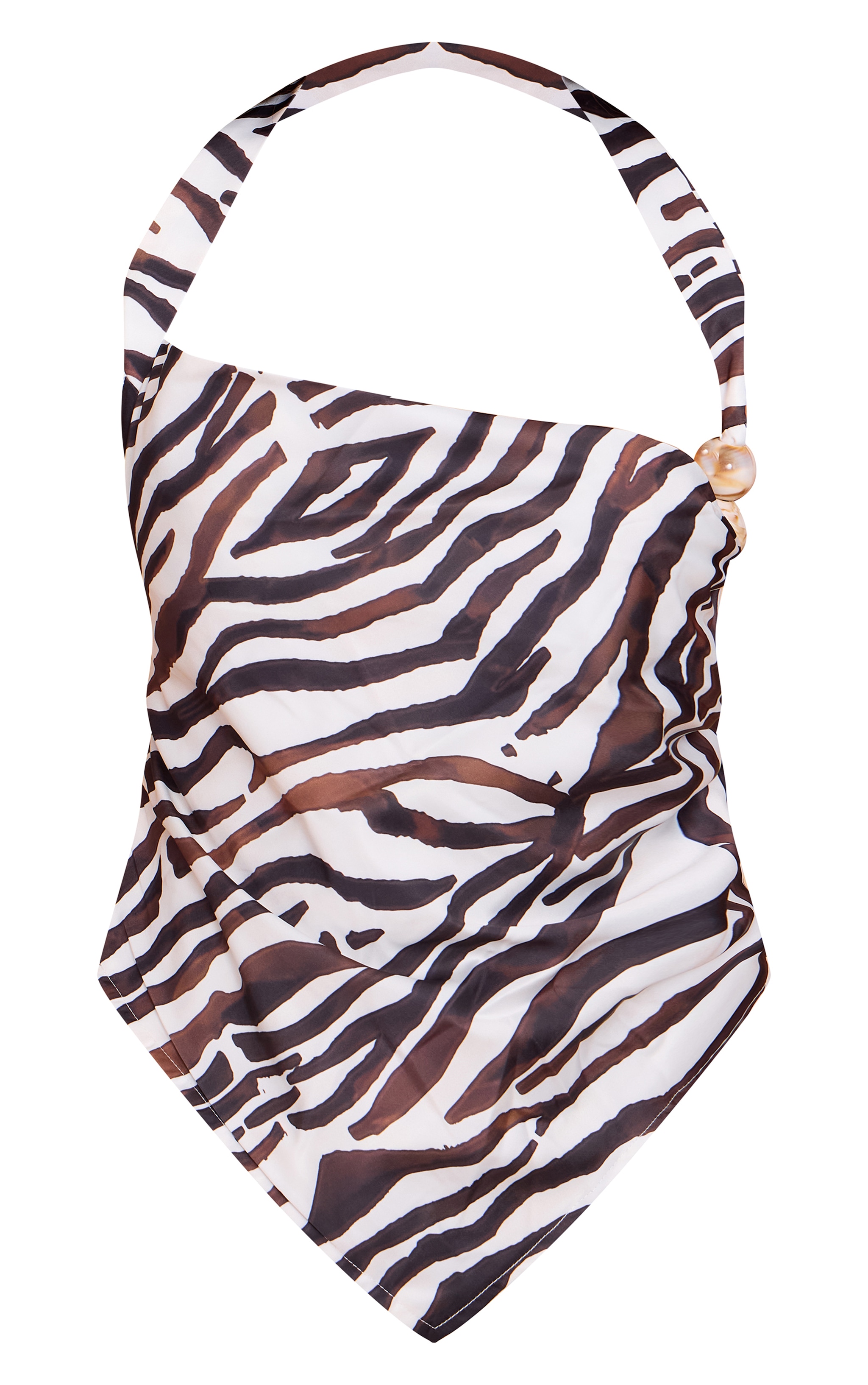 Black Zebra Satin Bead Detail Backless Top image 5