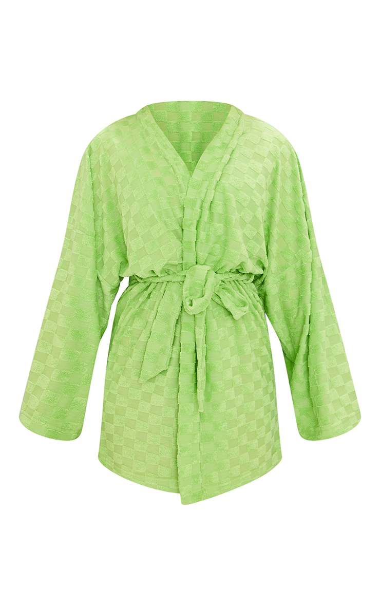  Green Toweling Check Beach Robe image 5