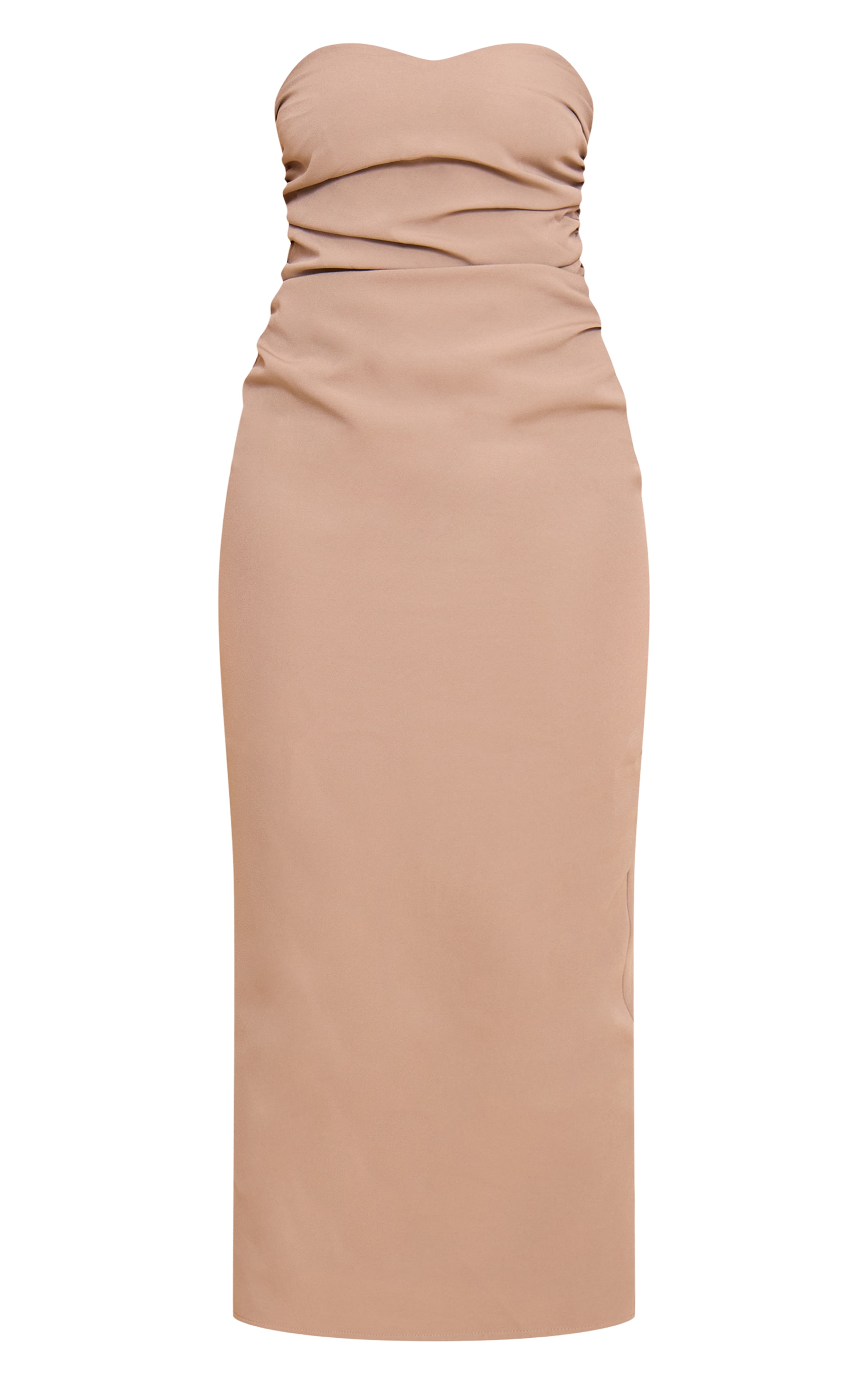 Mocha Woven Tailored Bandeau Ruched Midaxi Dress image 5
