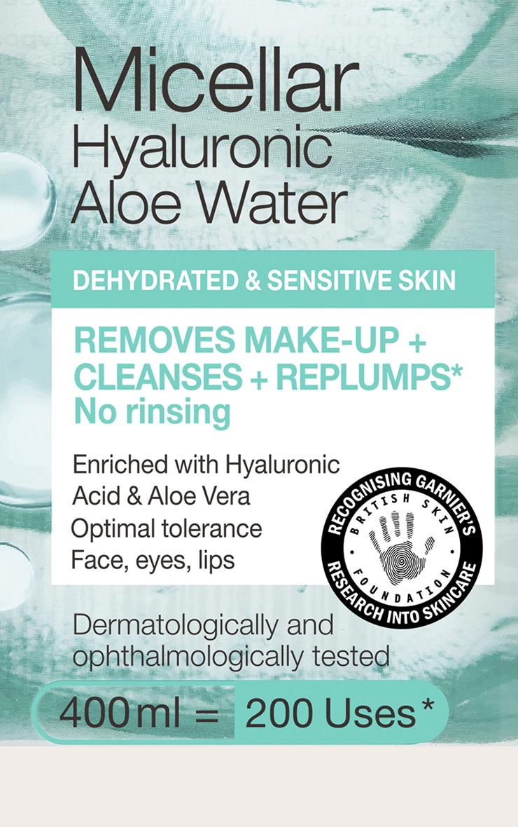 Garnier Hyaluronic Aloe Micellar Cleansing Water For Dehydrated Skin 400ml image 2