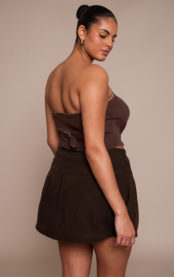 Plus Top corset bustier marron délavé à détail élastique ajustable image 2
