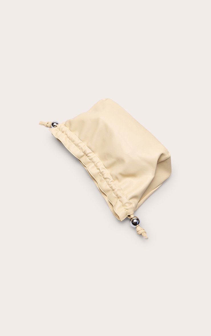 Butter Yellow Bead Ruched Pouch Clutch Bag image 4