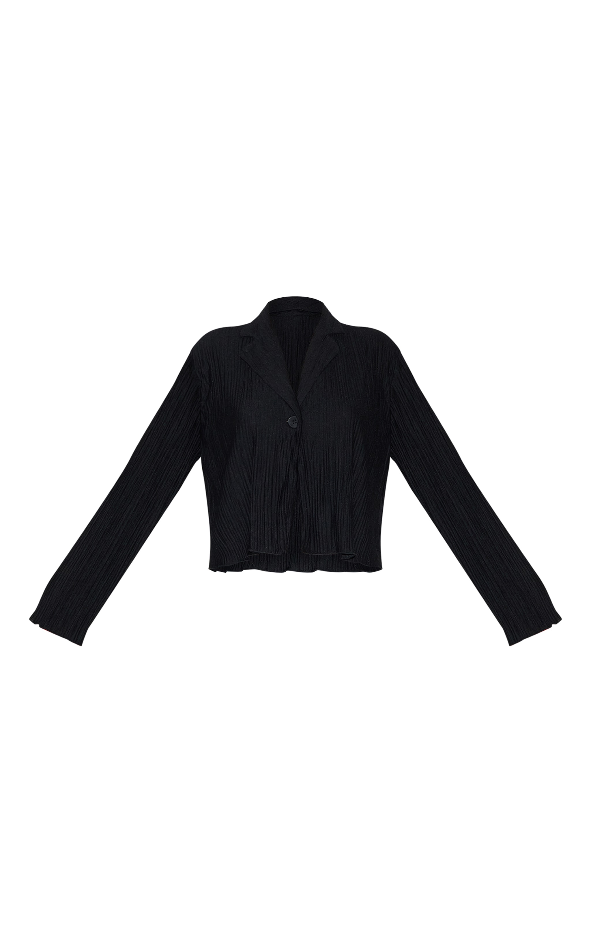 Black Textured Pleated Button Front Shirt image 5