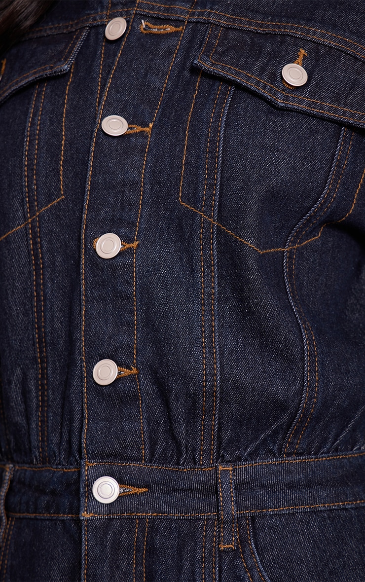 Tall Indigo Contrast Stitch Long Sleeve Denim Jumpsuit image 4