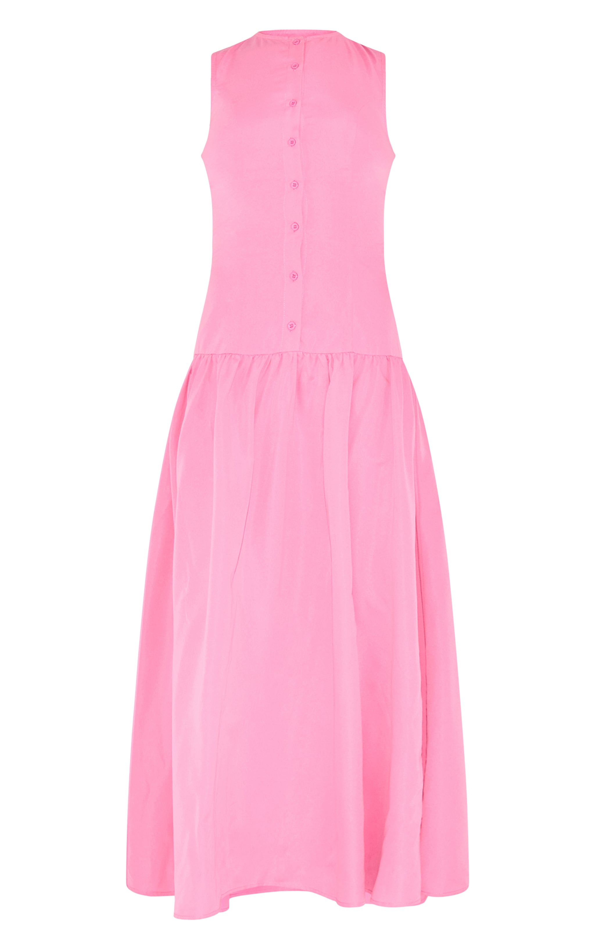 Candy Pink Button Down Drop Waist Maxi Dress | Dresses