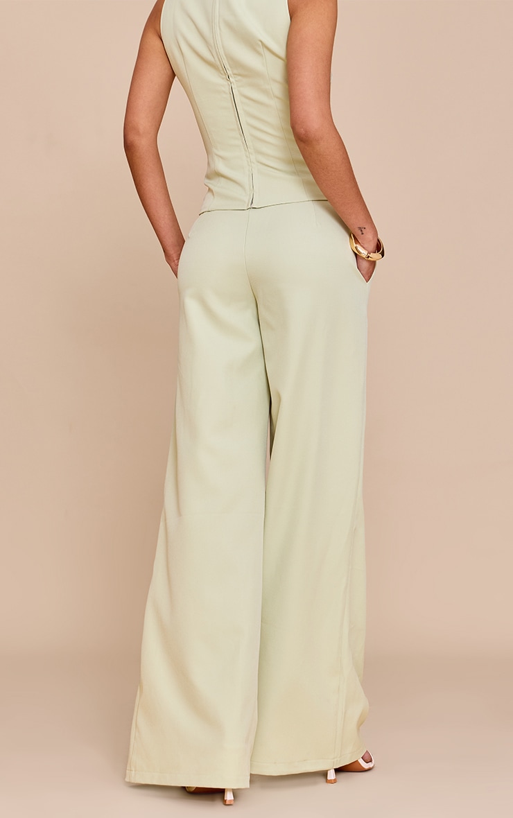 Pale Lime Woven Tailored Wide Leg Pants image 3