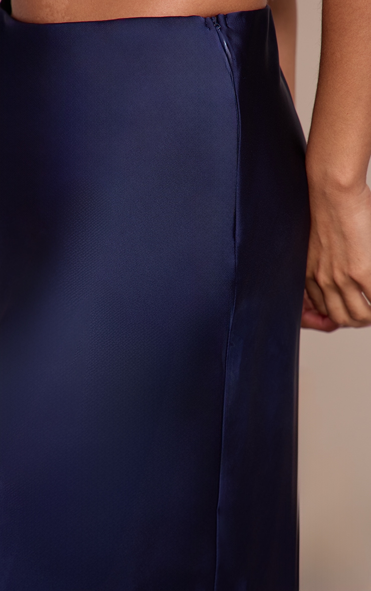 Petite Navy Satin Flowy Maxi Skirt image 4