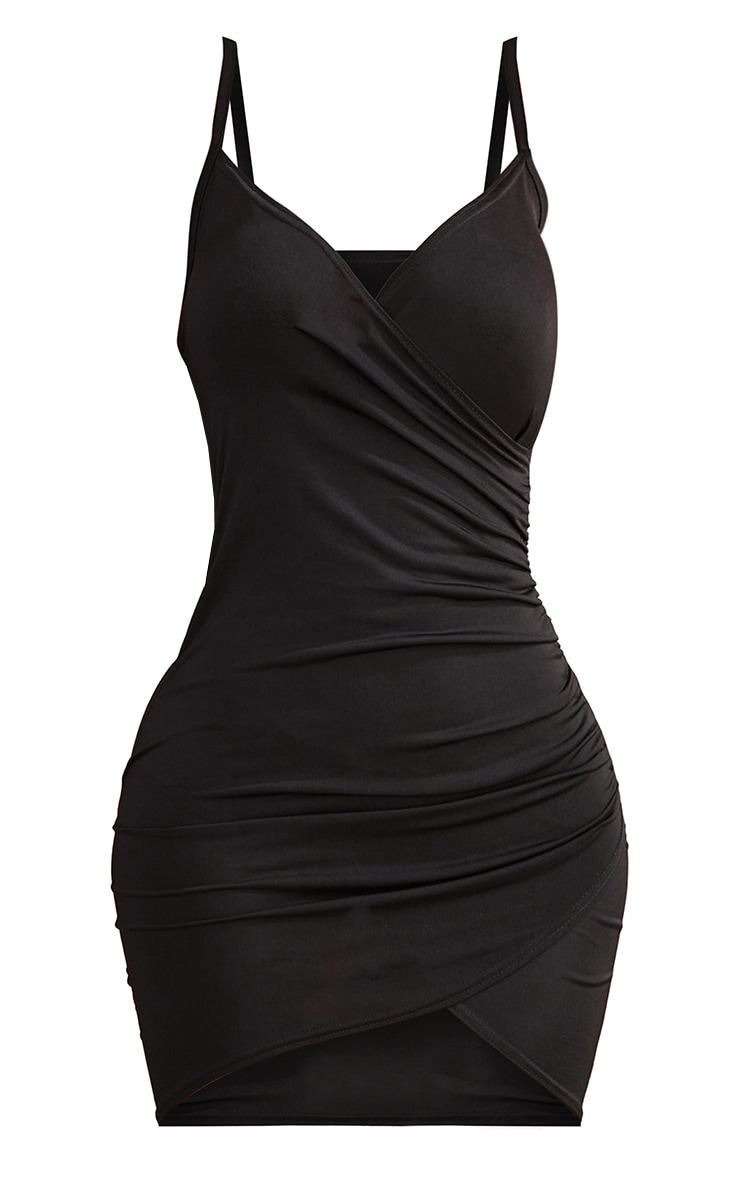 Shape Black Ruched Side Strappy Bodycon Dress image 6