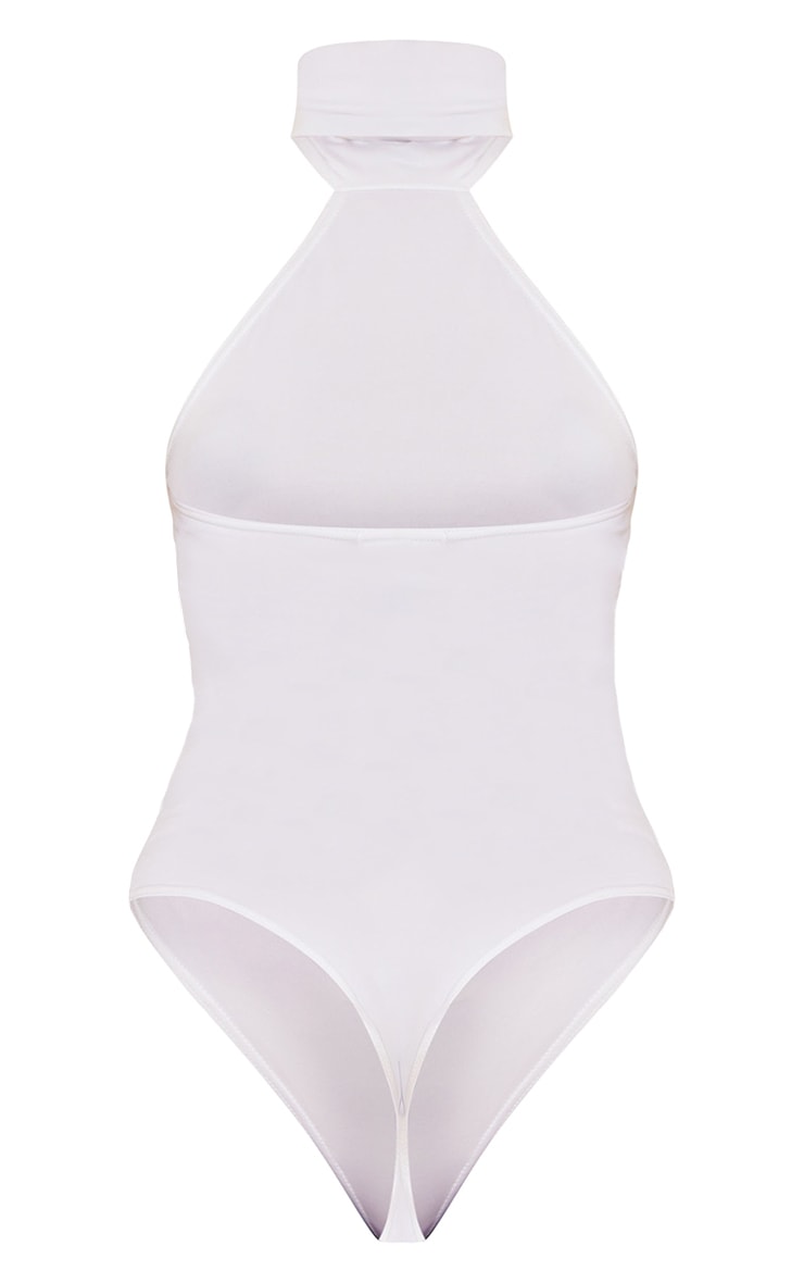 White Slinky High Neck Backless Bodysuit image 4