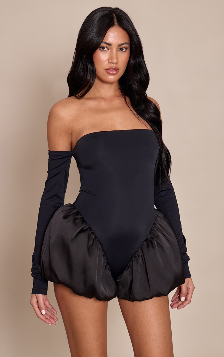 Combishort bustier bouffant noir à manches longues image 3