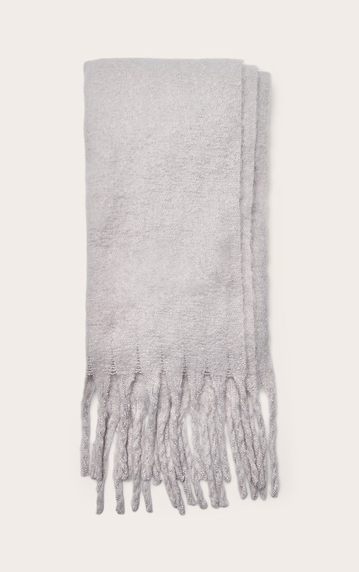 Grey Soft Blanket Tassel Scarf image 2