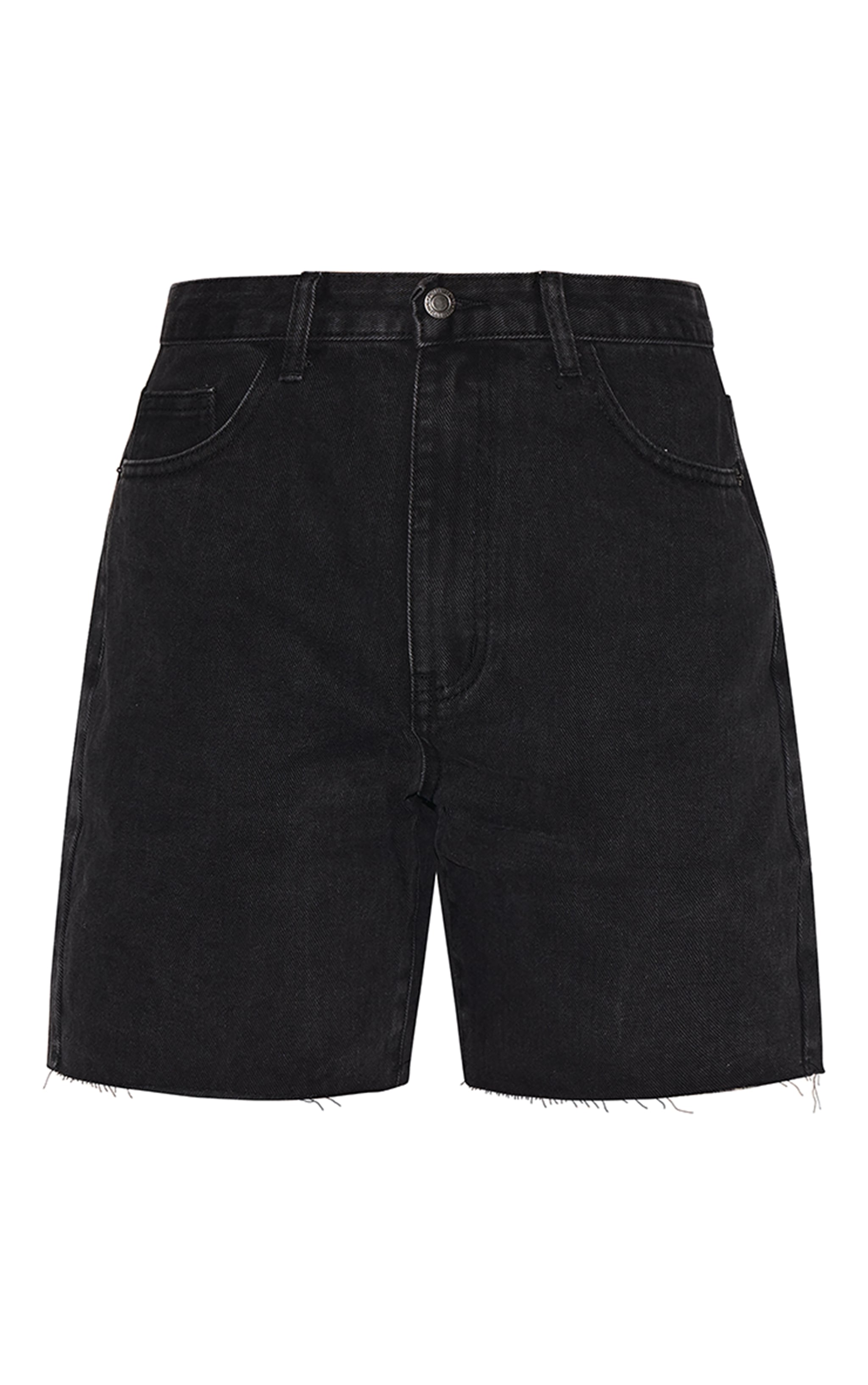 Washed Black Longline Fitted Denim Shorts image 6