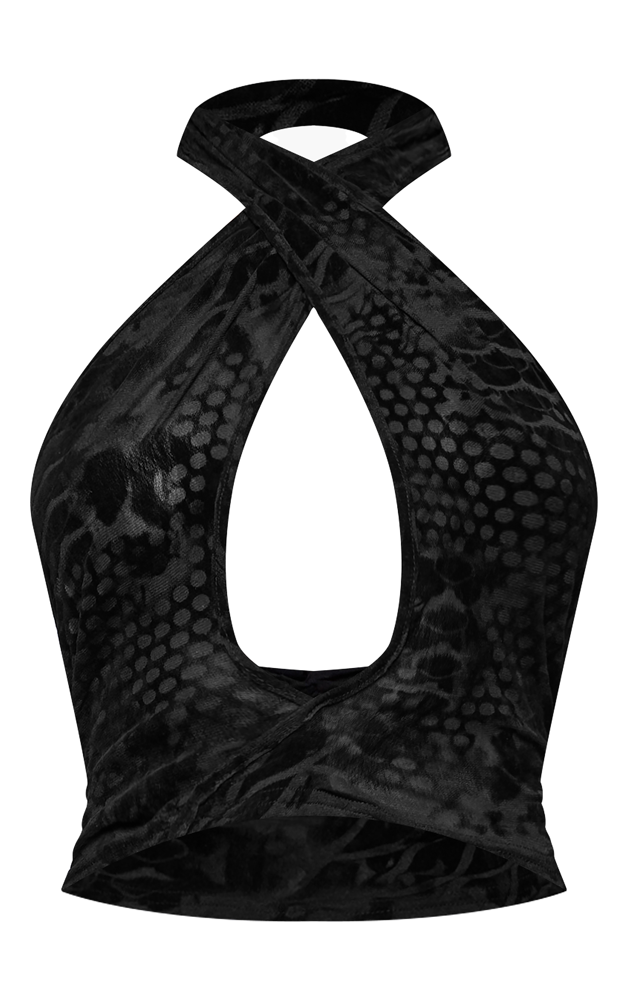 Black Velvet Devore Plunge Backless Top image 1