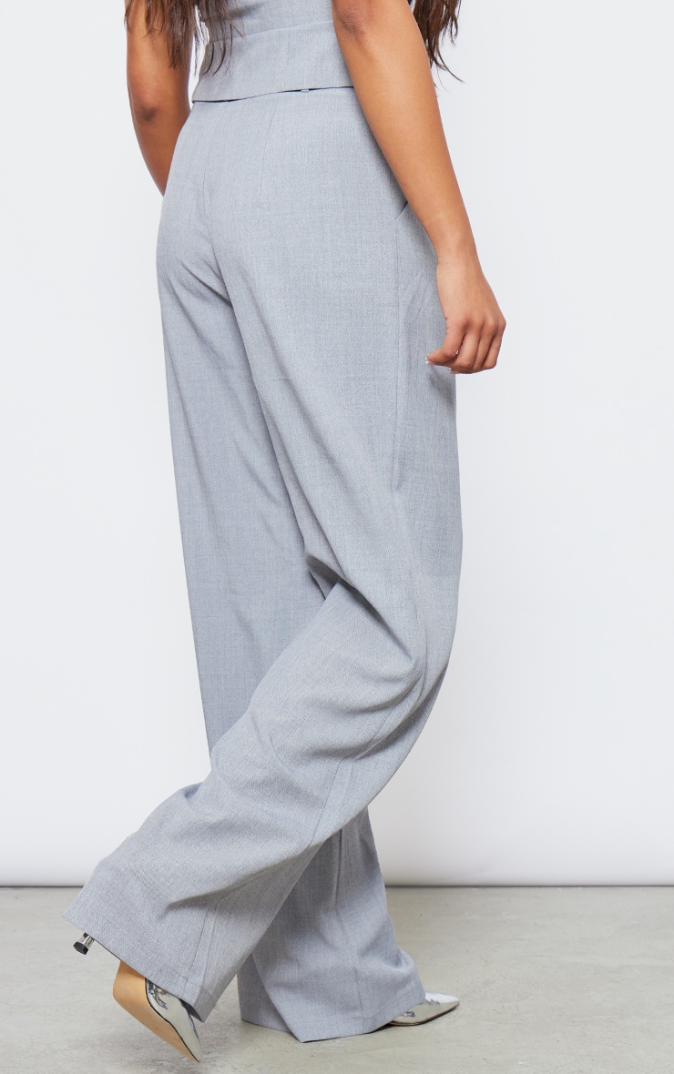 Tall Grey Tailored Wide Leg Trousers image 3