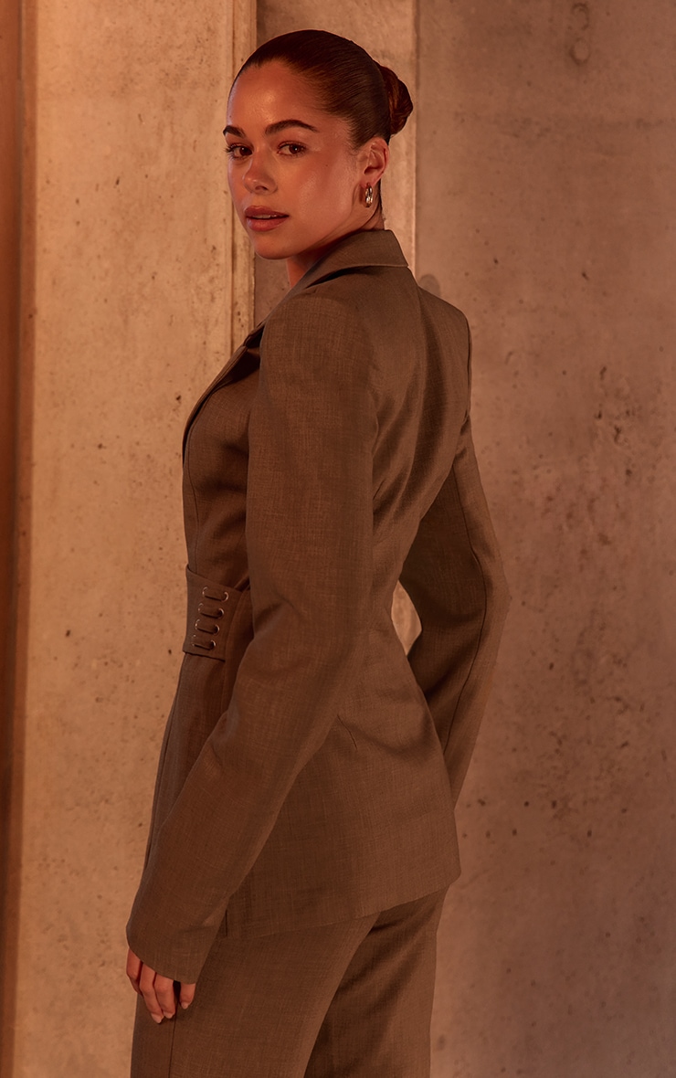 PLT Label Dark Sage Tailored Cinched Waist Blazer image 2
