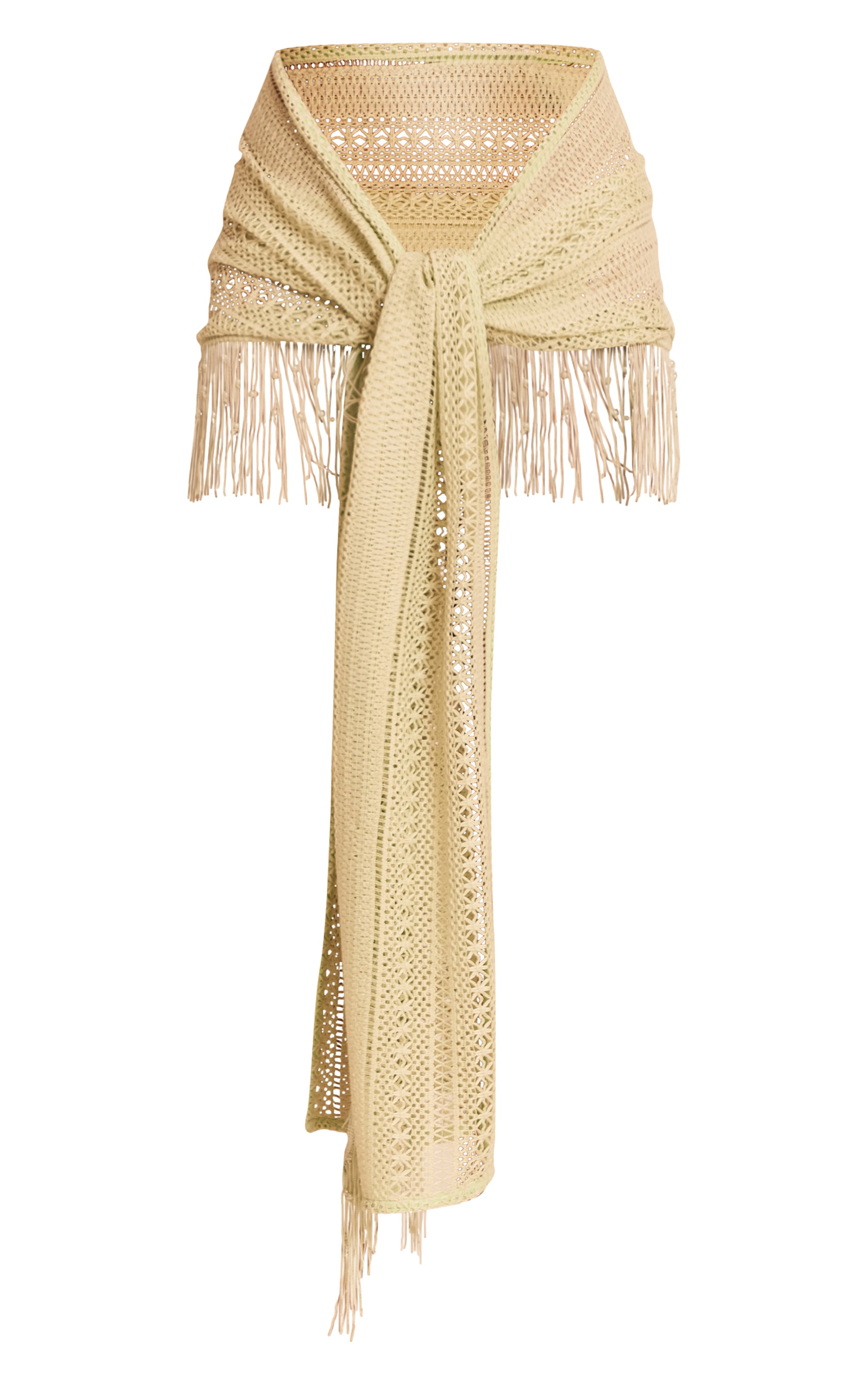 Pale Lime Crochet Pearl Tassel Trim Beach Sarong image 6