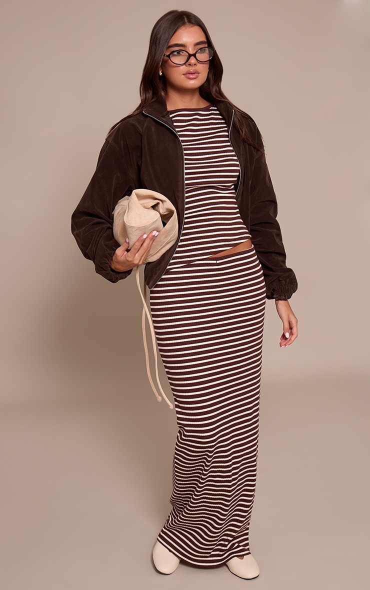 Chocolate Stripe Contrast Binding Vest Top image 3