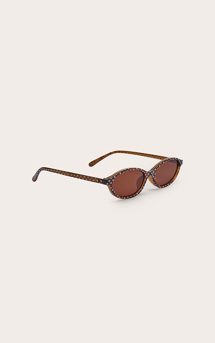 Chocolate Polka Dot Skinny Oval Sunglasses image 3
