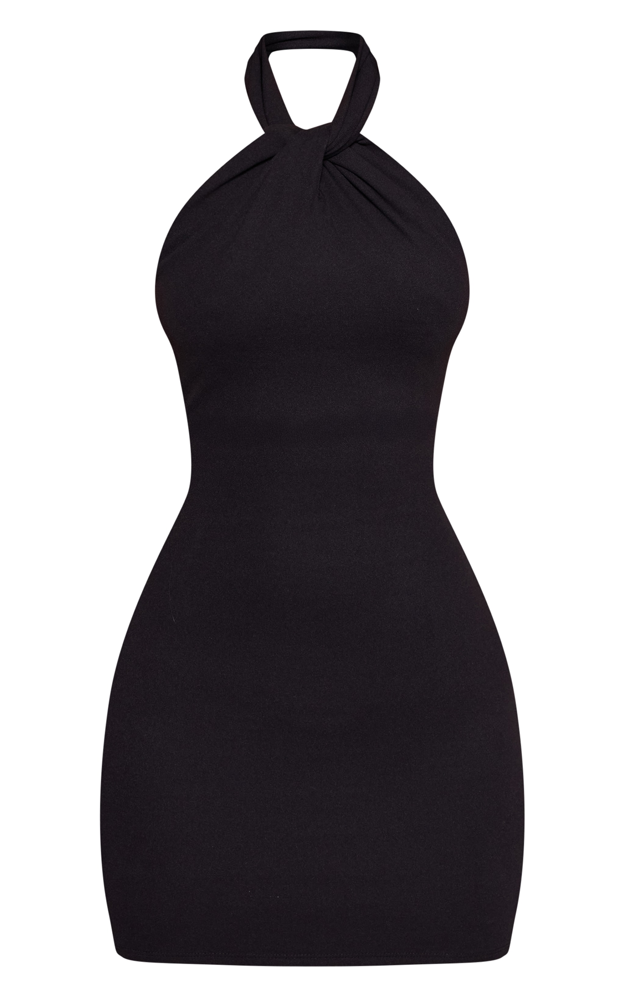 Petite Black Twist Detail Halterneck Slinky Mini Dress image 5