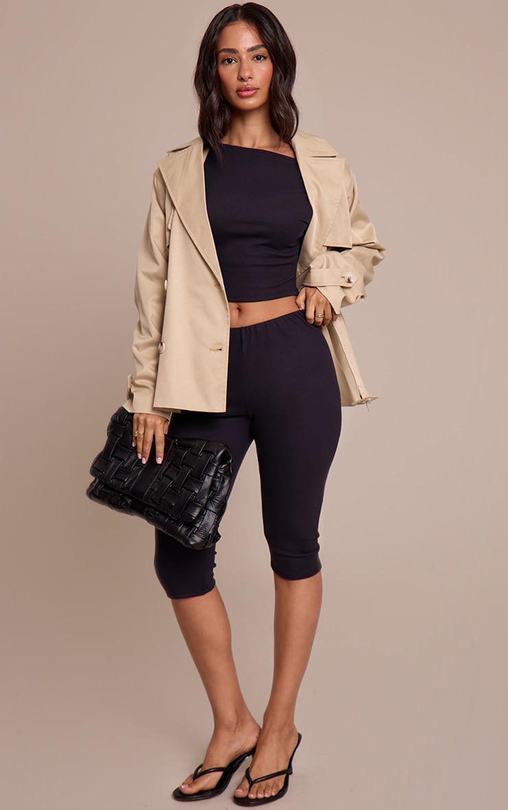 Petite Black Asymmetric Shoulder Long Sleeve Top image 3