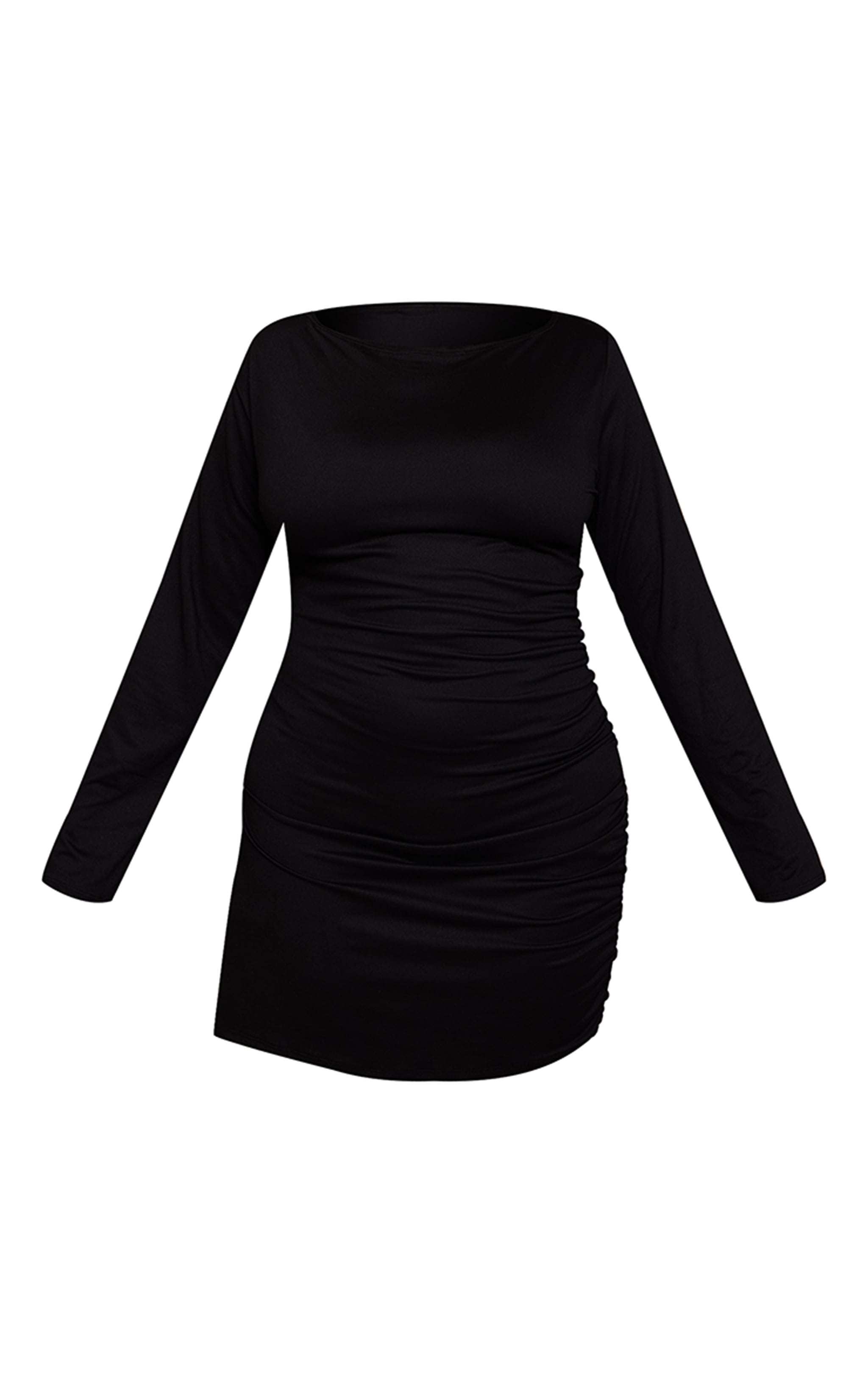 Plus Ruched Side Boat Neck Mini Dress image 5