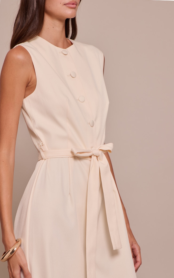 Buttercream Woven Button Tie Belt Wide Leg Jumpsuit image 4