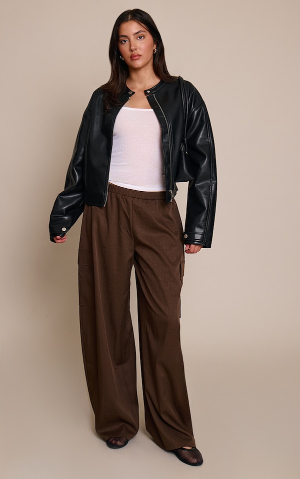 Brown Woven Wide Leg Cargos