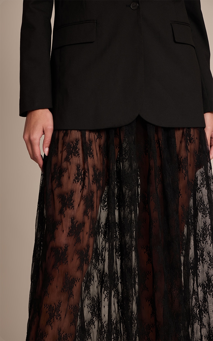 Jupe longue en dentelle noire transparente image 4