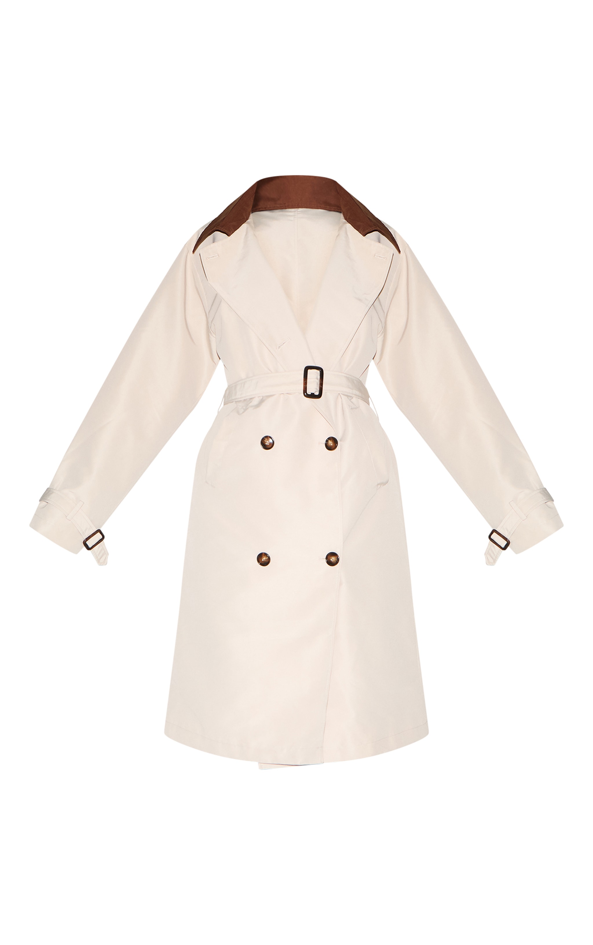 Beige Contrast Collar Trench image 5