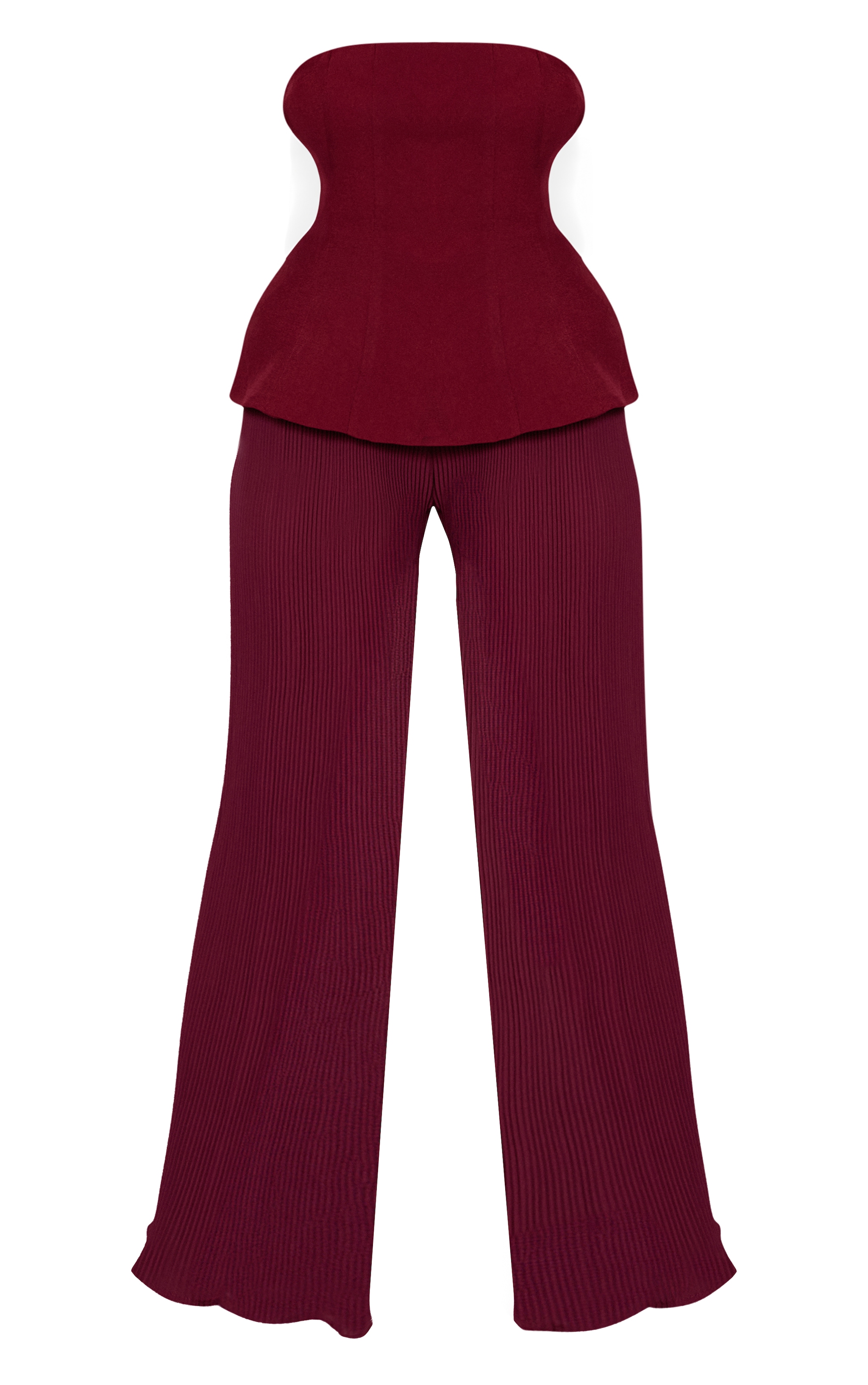 Plum Woven Bandeau Plisse Leg Jumpsuit image 5