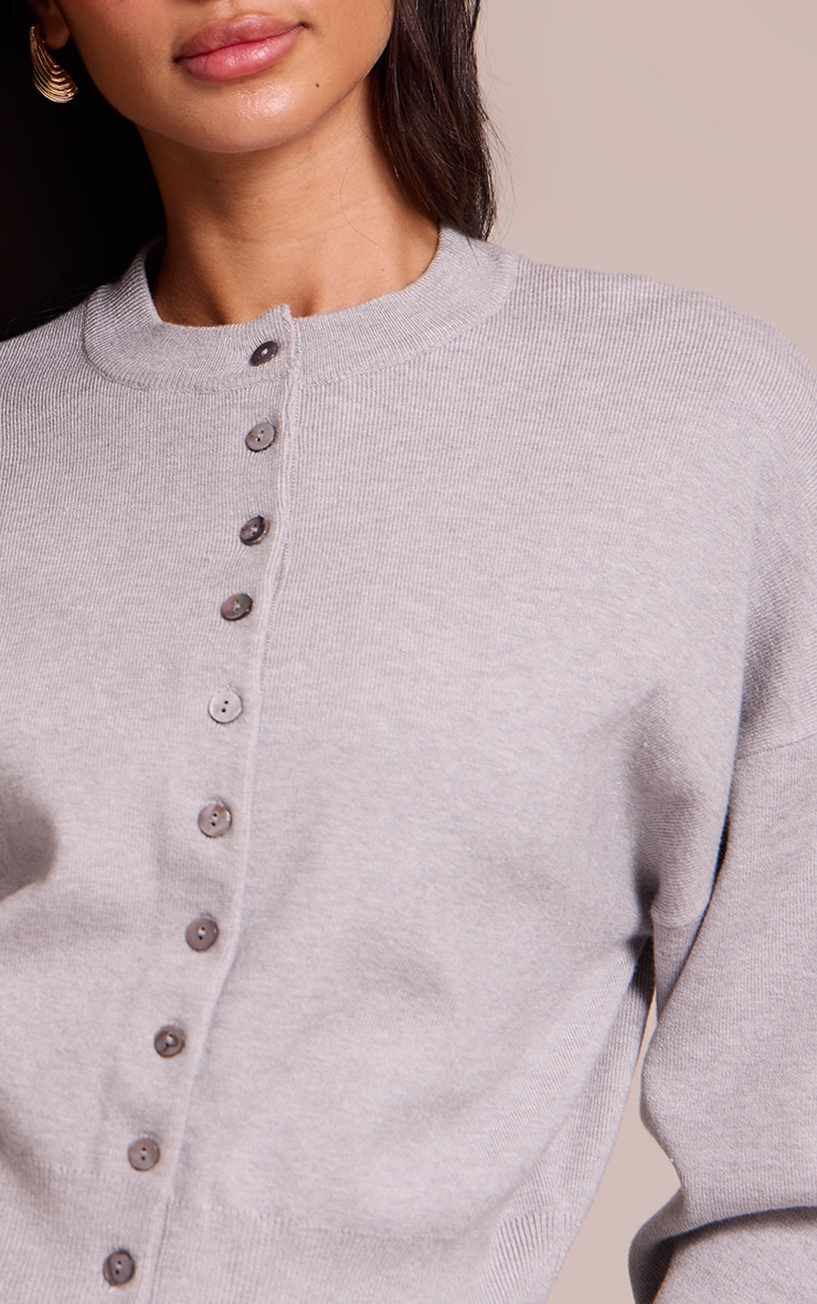 Petite Ash Grey Compact Knit Cardigan image 4