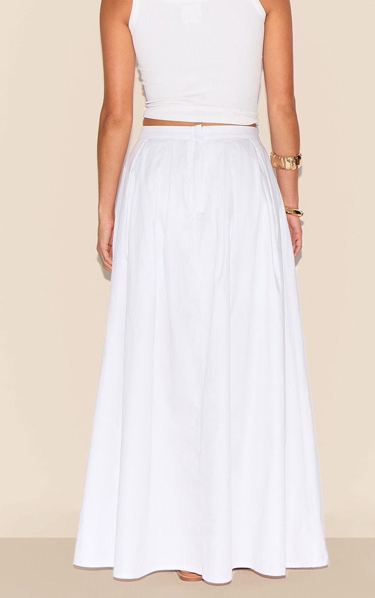 Petite White Woven Zip Back Maxi Skirt image 3