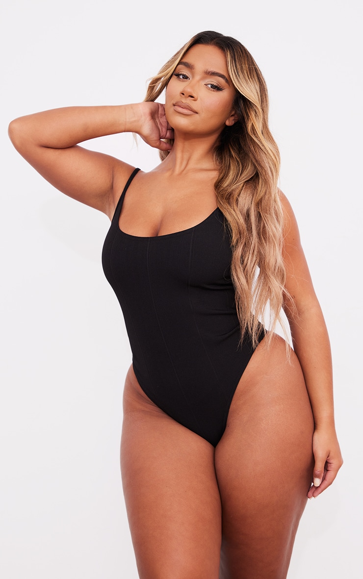 Shape Black Bandage Strappy Bodysuit image 2